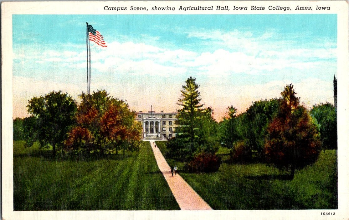 Vintage 1941 Iowa State College Ames Postcard Agricultural Hall Scenic
