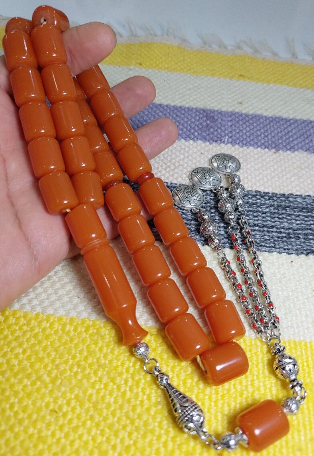 old bacalite amber faturan 13*17 mm original beaitiful  colection large rosary.