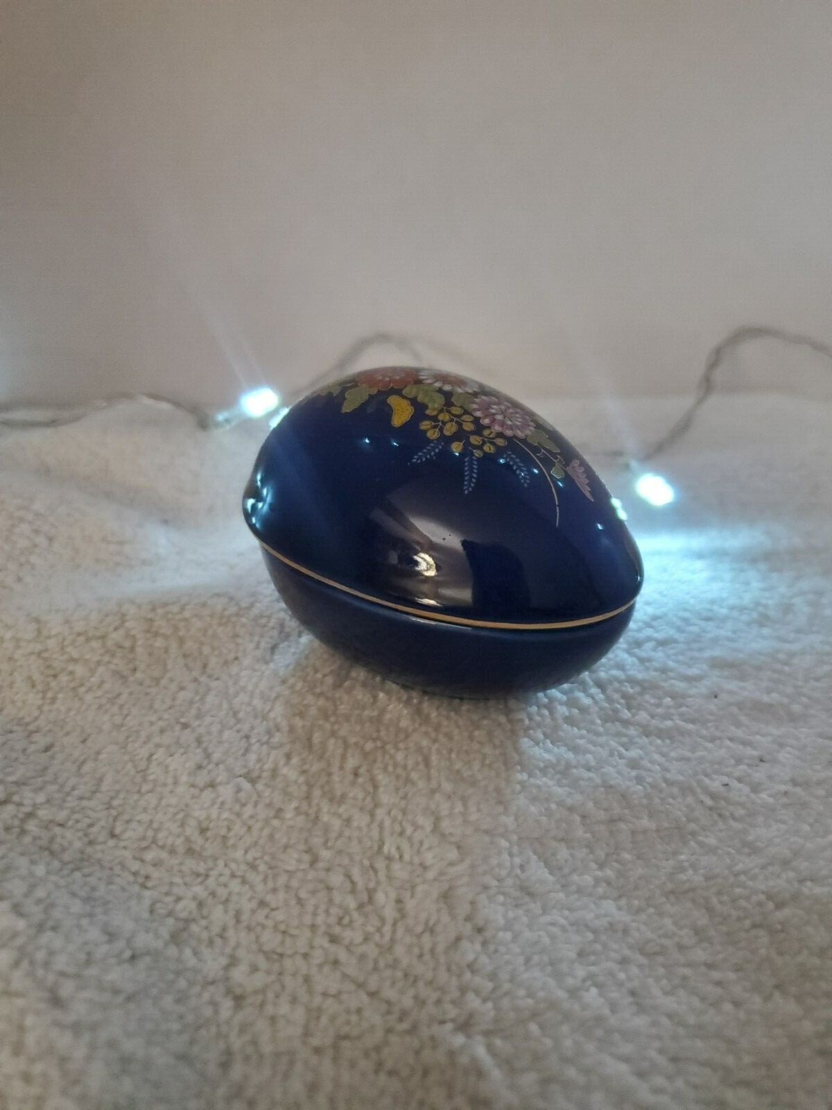 Japanese egg shaped ceramic two piece storage container