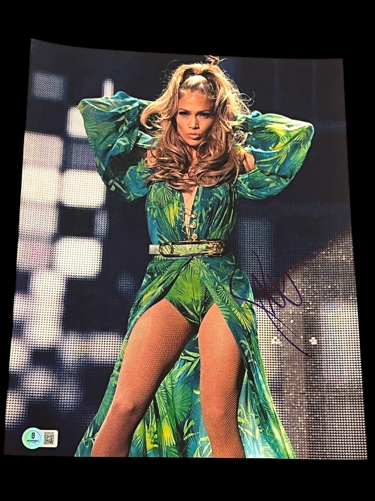 JENNIFER LOPEZ SIGNED AUTOGRAPH 11x14 PHOTO VERSACE DRESS BECKETT BAS COA D
