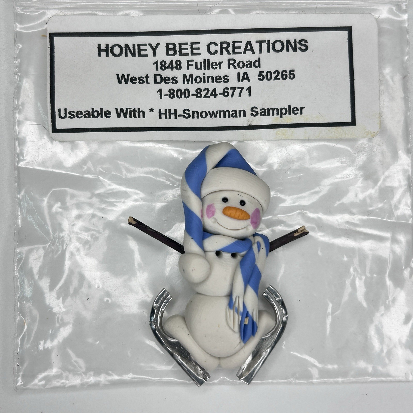 Vintage Honey Bee Creations Buttons Handcrafted Skating Snowman Vintage
