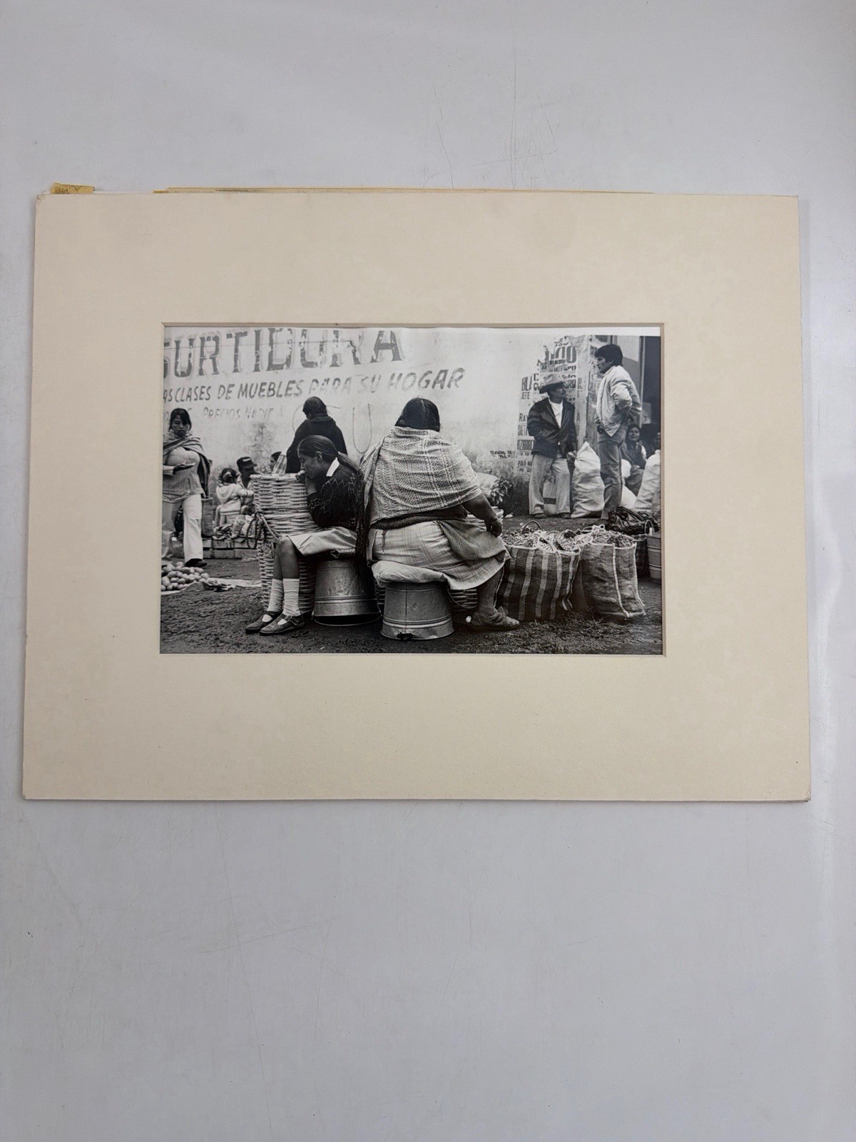 intage Black and White Photo Mexican Market Scene Mounted Fine Art
