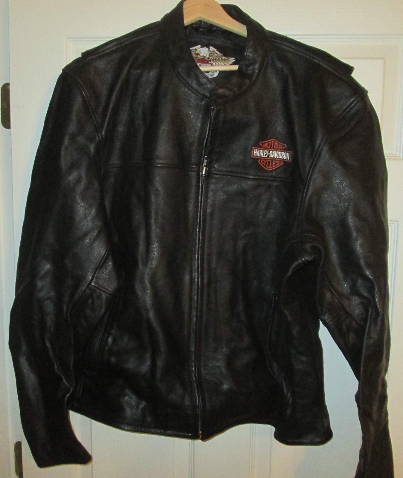 Harley Davidson Black 100% Leather Jacket Coat Men XL Motorcycle 103819 Zips