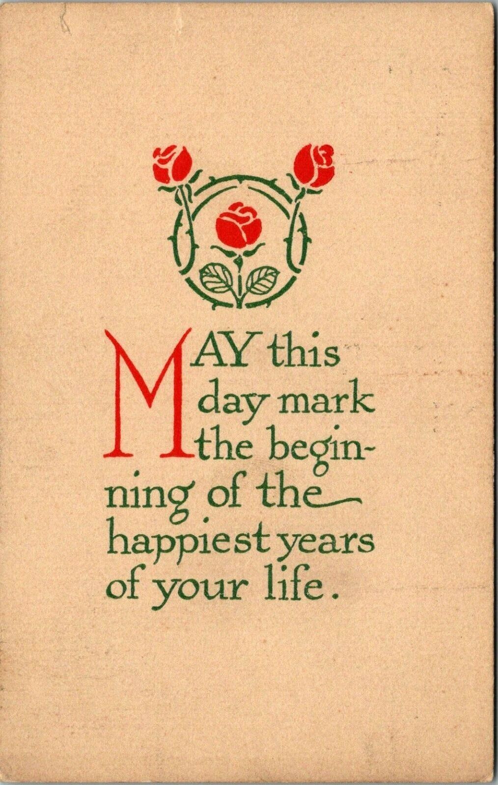 Vintage Postcard May This Day Mark The Beginning of the Happiest Years