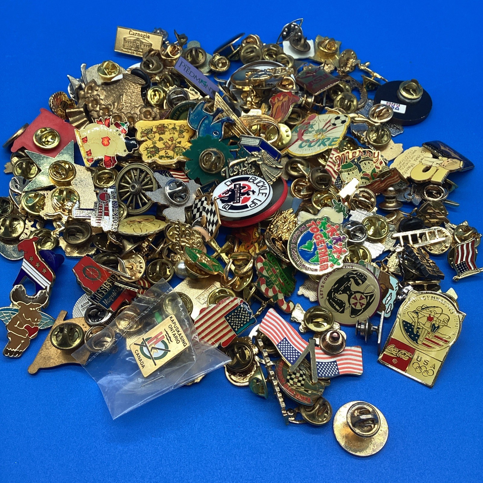 Bulk Lot of 178 Vintage Lapel Pins Enamel Hat Tie Tac Assorted Mixed Collection