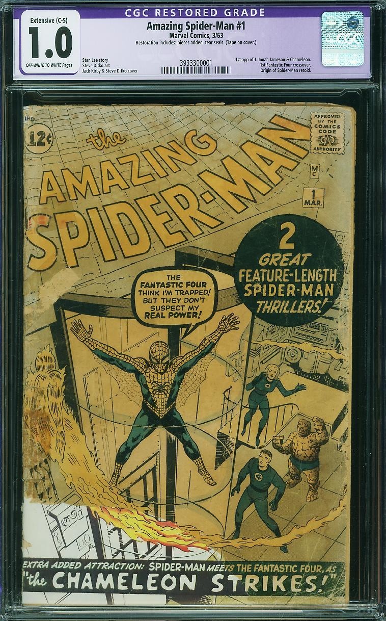 1963 Marvel Comics Amazing Spider-Man 1 CGC 1.0. 1st Jonah Jameson & Chameleon