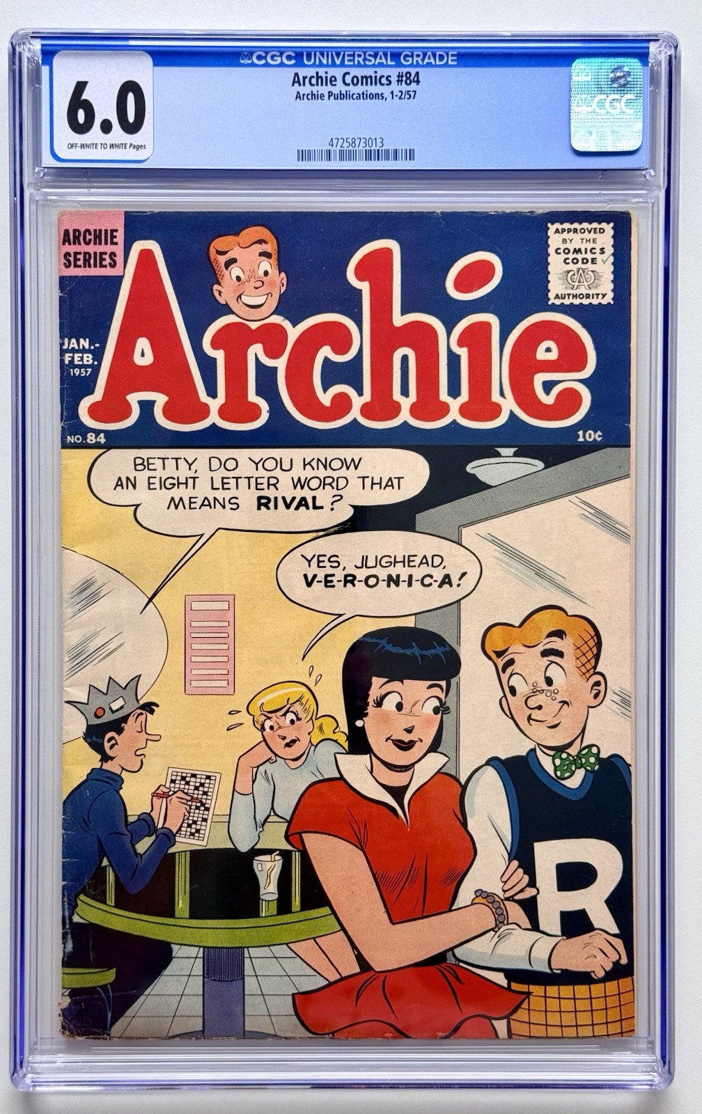 ARCHIE COMICS 84 ◉ CGC 6.0 * 1957 Veronica * JEALOUS BETTY * FRESH CASE  👀