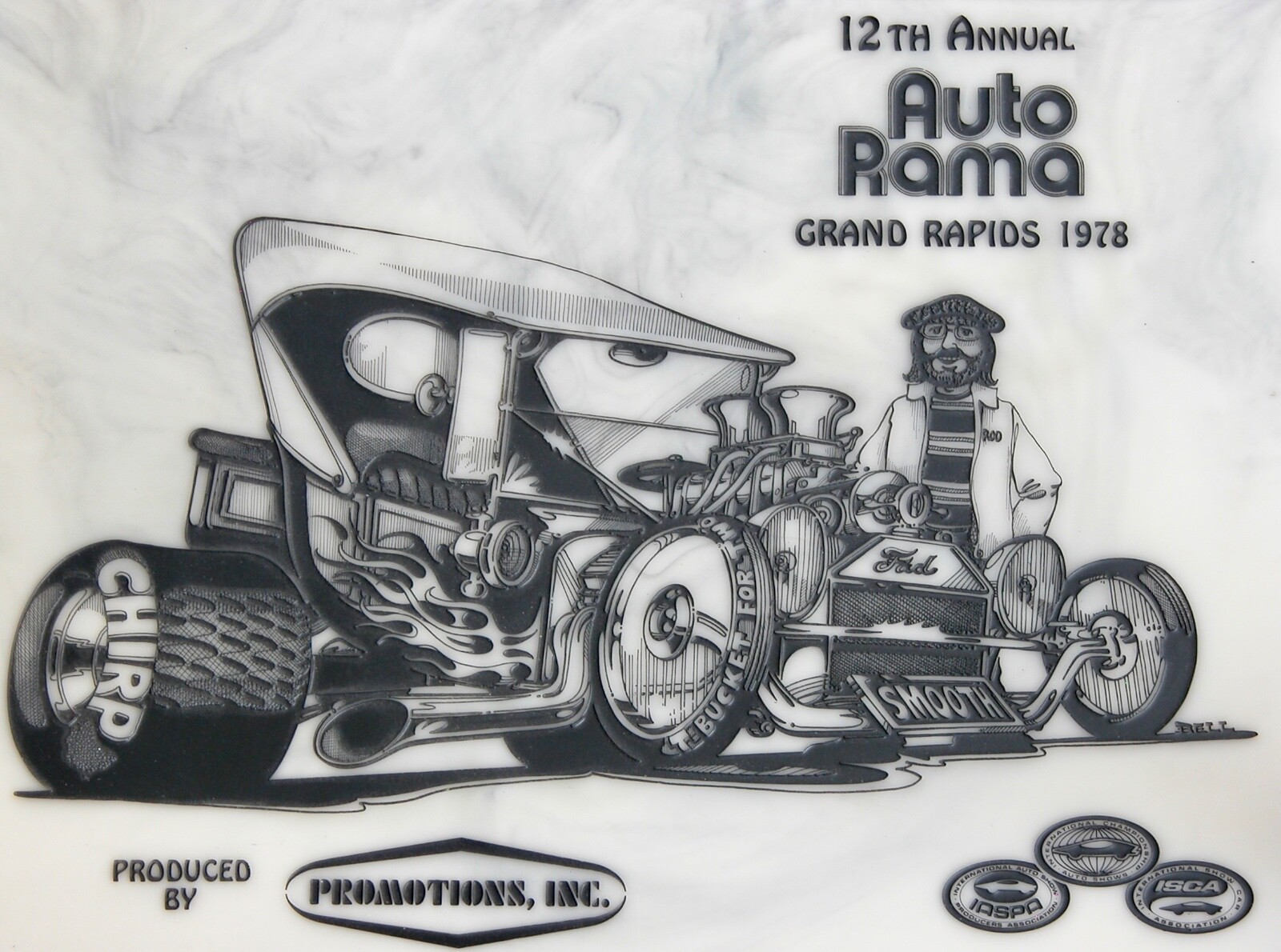 Vtg 1978 Grand Rapids CA AUTORAMA Plaque Trophy 3D HOT RAT ROD FORD 12th Annual
