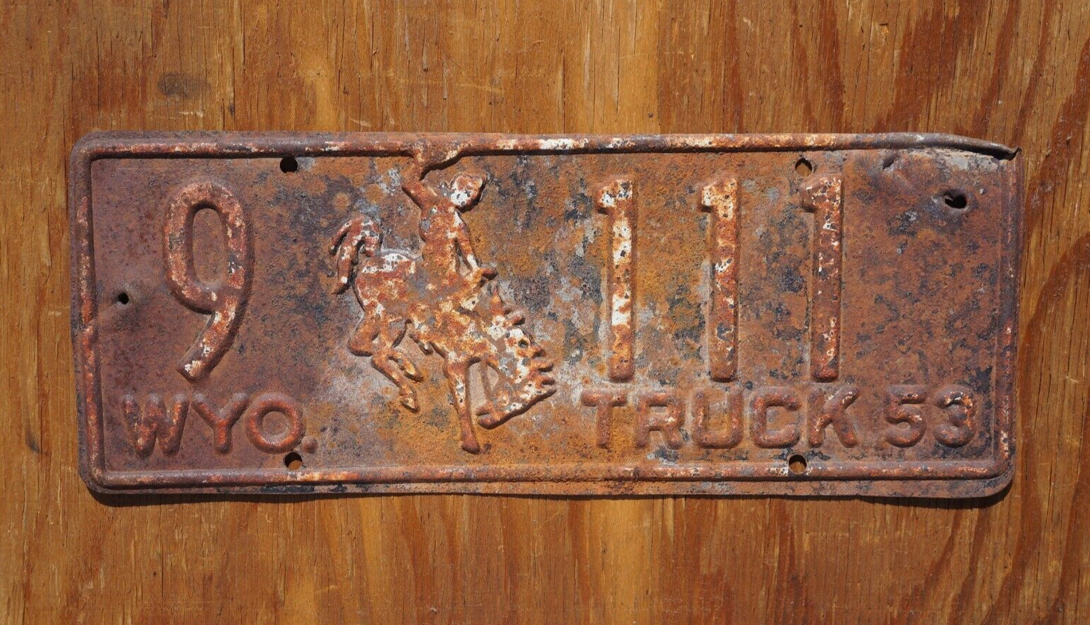 1953 Wyoming Truck License Plate # 9 - 111