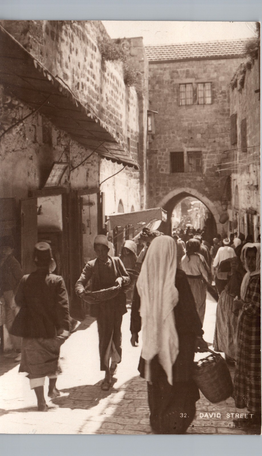 DAVID STREET jerusalem israel real photo postcard rppc ancient path holy world