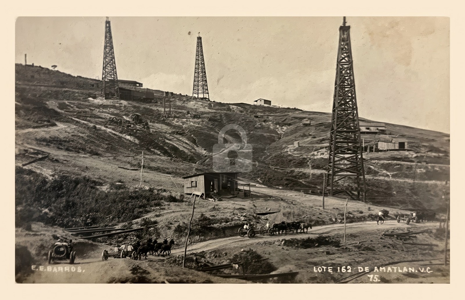 Oil Well Vera Cruz Mexico E.E. Barros 1900’s #2 RPPC Photo Postcard COPY