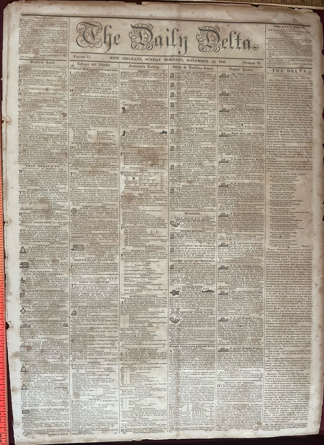 November 16, 1845 - The Daily Delta - New Orleans Newspaper - Vol. 1, No. 32