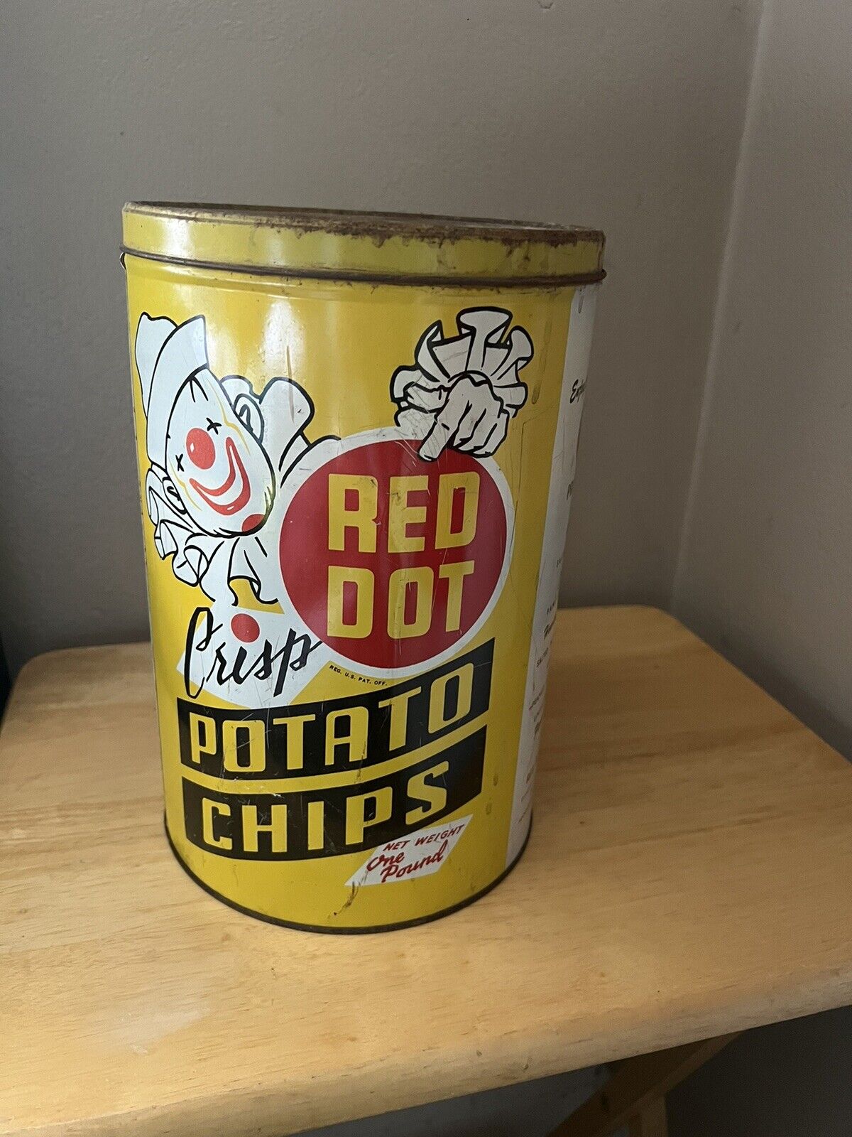 Vintage STORE TIN  Red Dot Potato Chip 1 lbs. Can