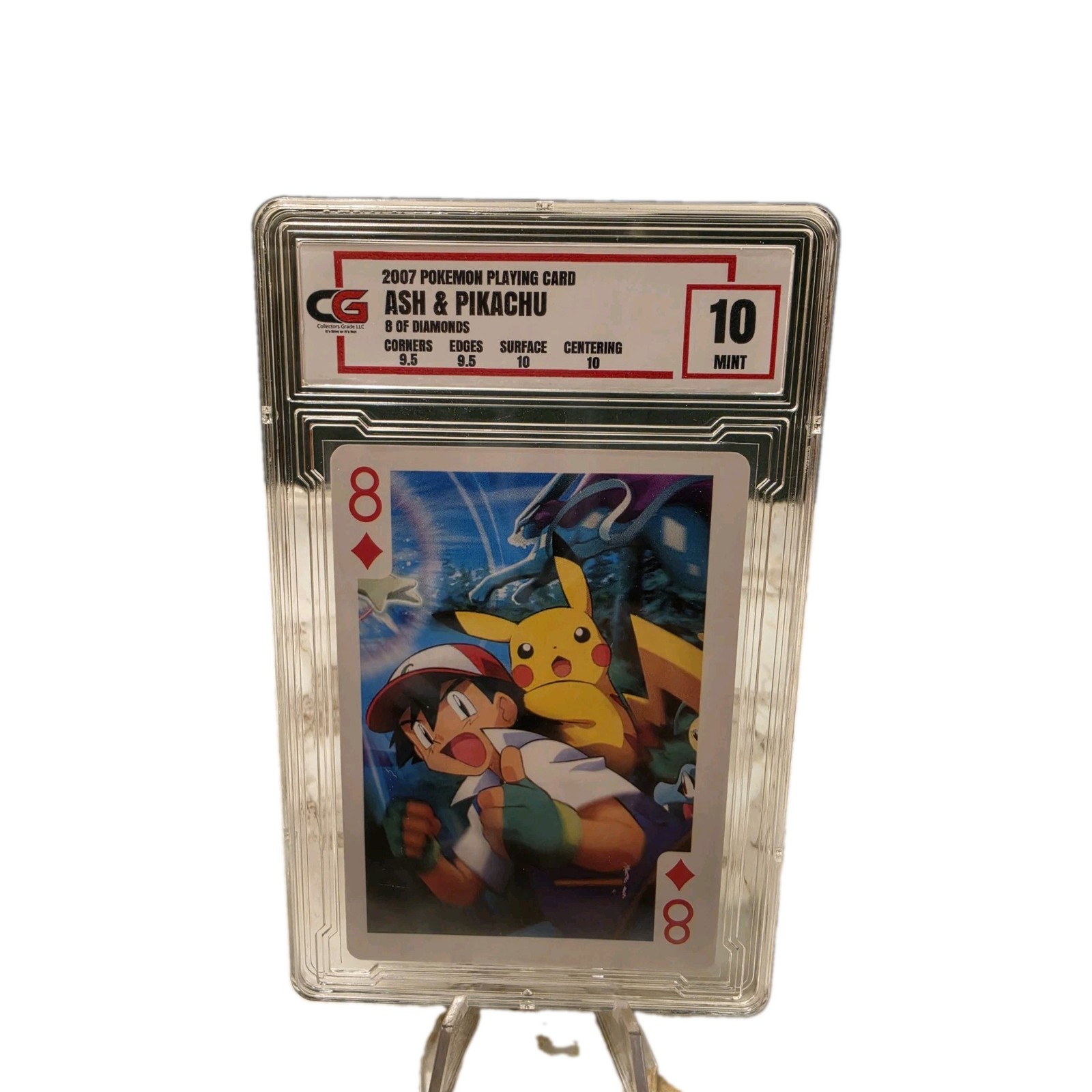 2007 Pokemon Playing Card 8 Of Diamonds Ash & Pikachu CG 10
