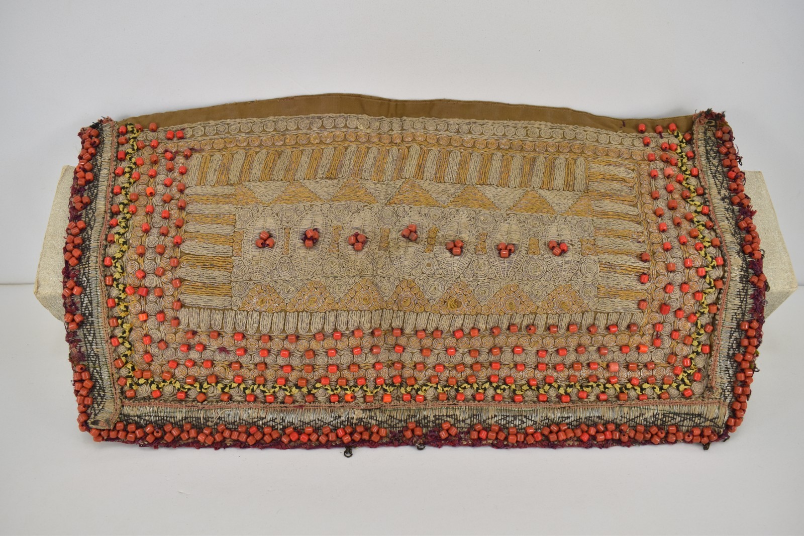 Antique Yemeni Ethnic Jewish Oriental Embroidery Textile Headdress