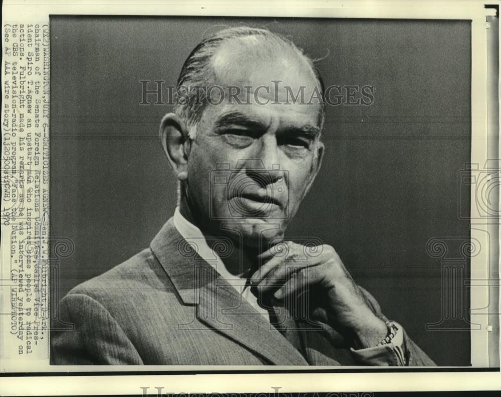 1970 Press Photo Senator Fulbright interviewed on 