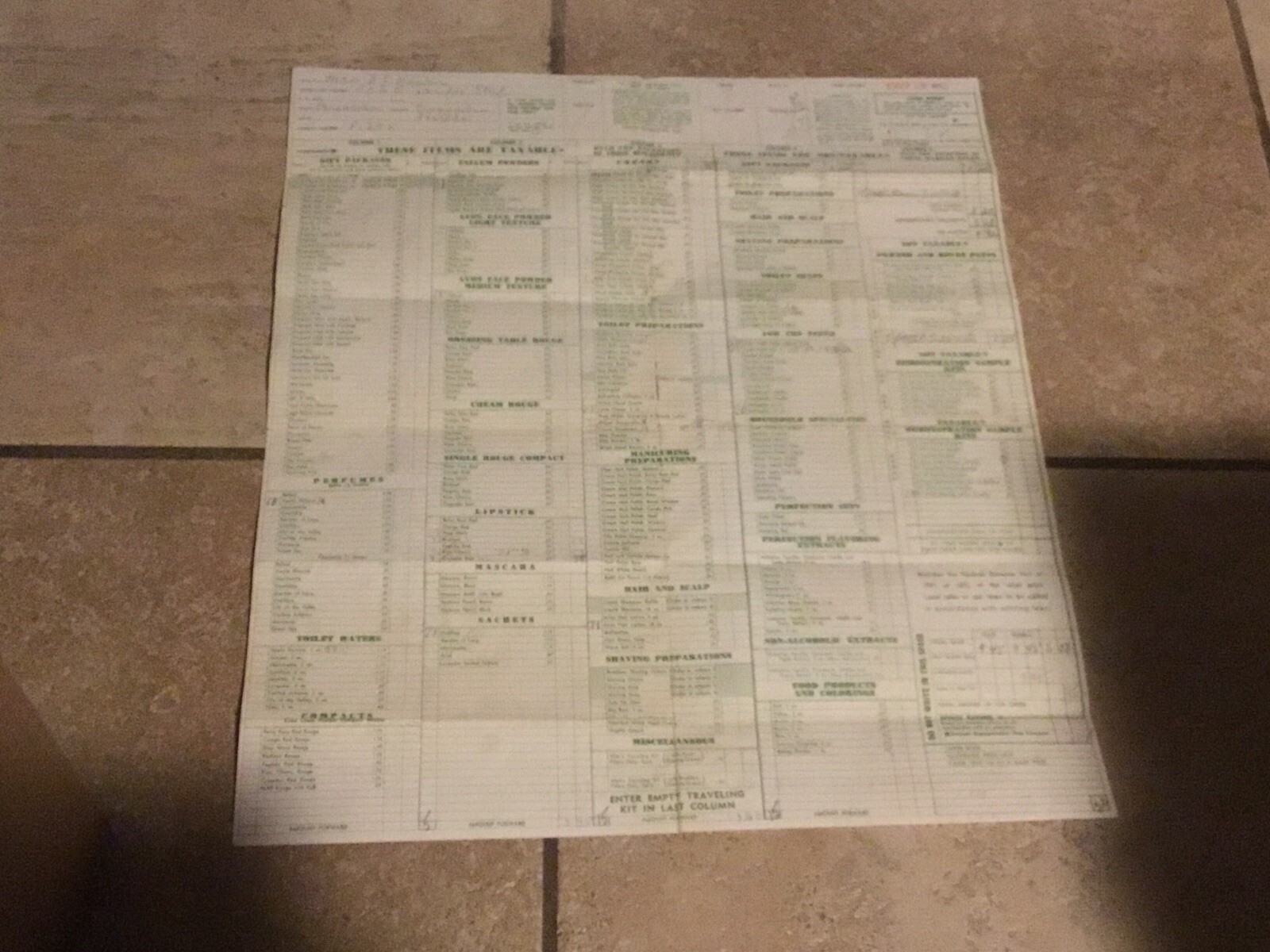 Vintage AVON 1942 Cosmetics Order Form Beauaty Products