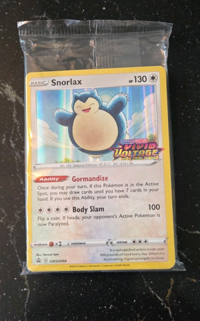 Pokemon TCG Sword and Shield Vivid Voltage Promo Pack Sealed New Snorlax Holo Pokemon TCG Sword and Shield Vivid Voltage Promo Pack Sealed New Snorlax Holo