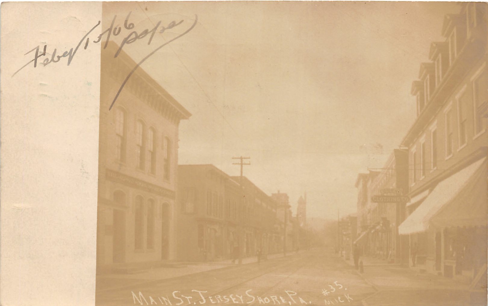H82/ Jersey Shore Pennsylvania RPPC Postcard c1906 Main Street Stores  180