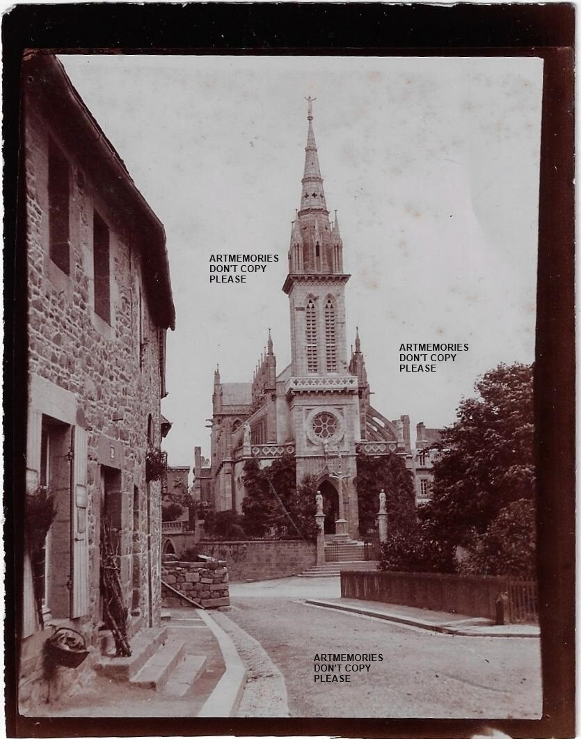 Saint Brieuc 4 photos c1900 Brittany market church houses shops - prefecture