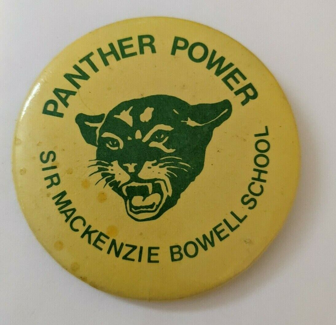 Panther Power Sir Mackenzie Bowell Public School Pinback Button Belleville ON