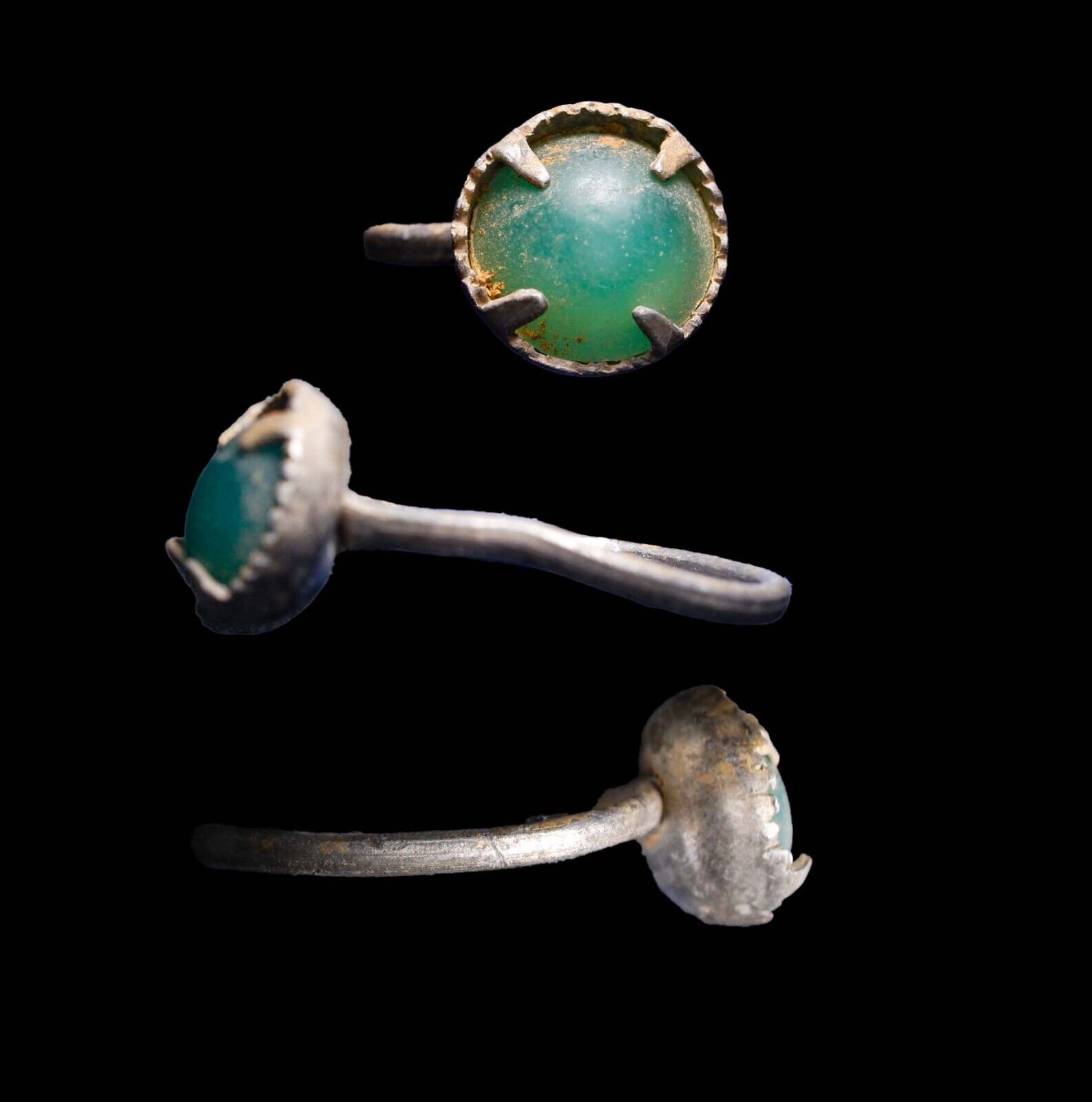 Authentic Ancient Roman Ring Silver Artifact Antiquity Carnelian StonevGreen