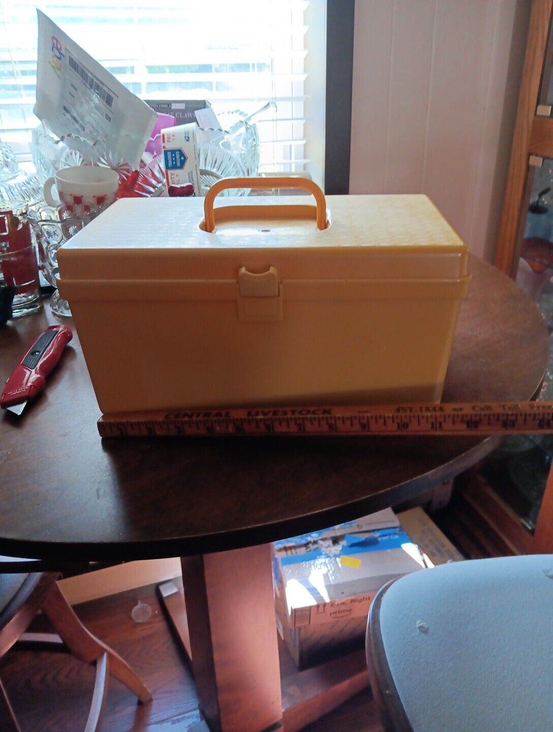 Vintage Wilson WIL-HOLD Gold Sewing Box W Tray And Sewing Notions