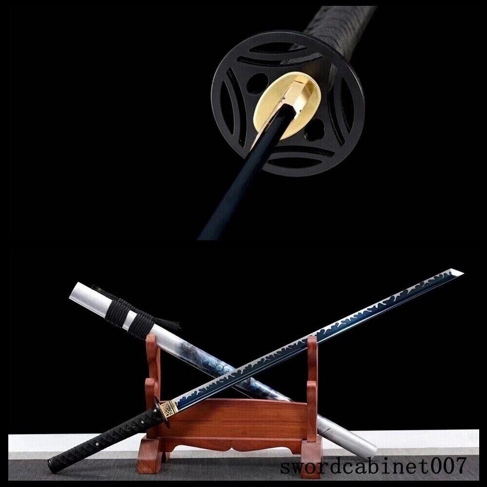 Blue Japanese Samurai Sword Handmade Ninja 9260 Steel Katana Blade Very Sharp