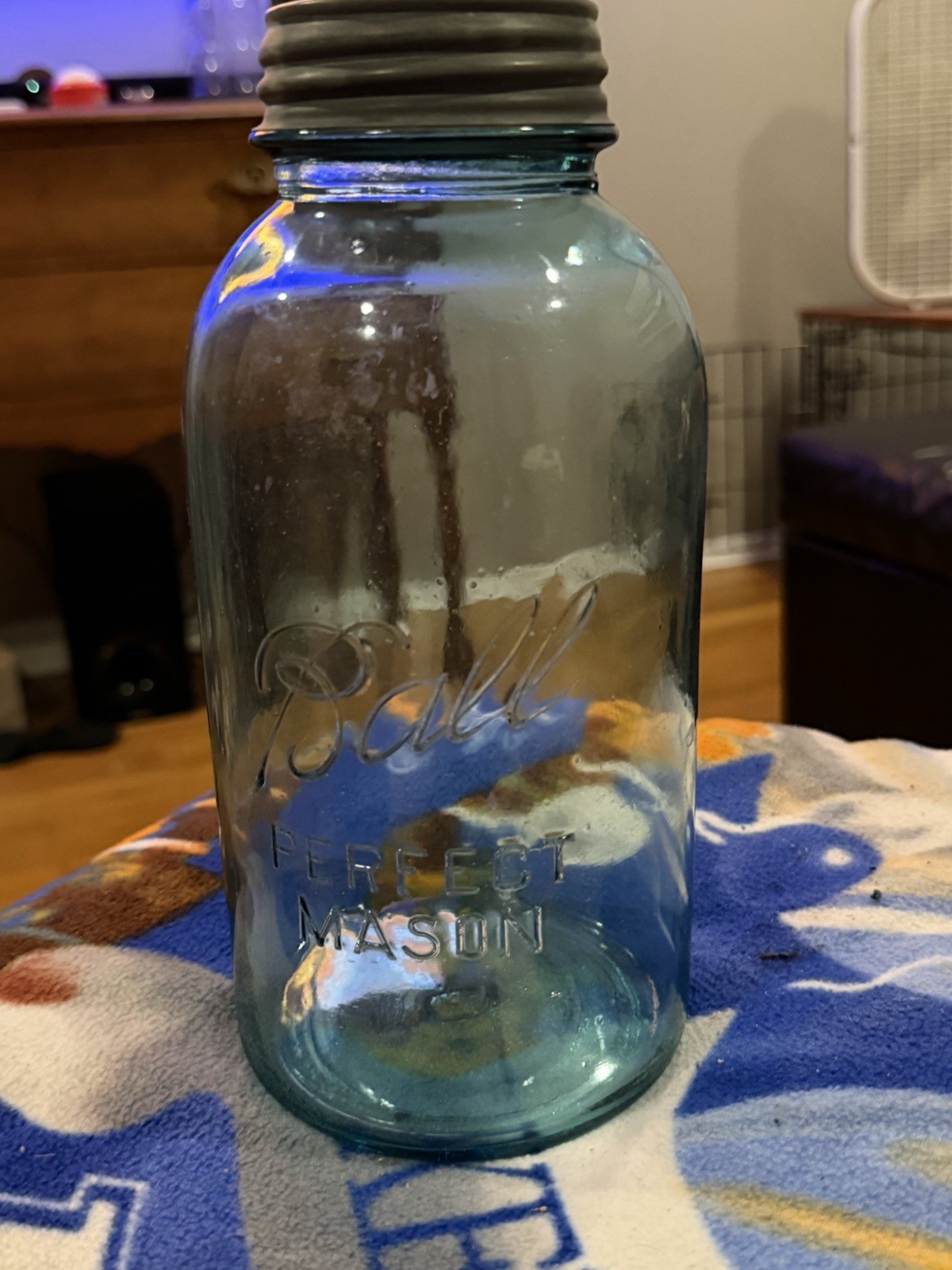 Rare 1923-1933 Antique Blue Aqua Ball Perfect Mason jar With Lid Rare 1923-1933 Antique Blue Aqua Ball Perfect Mason jar With Lid