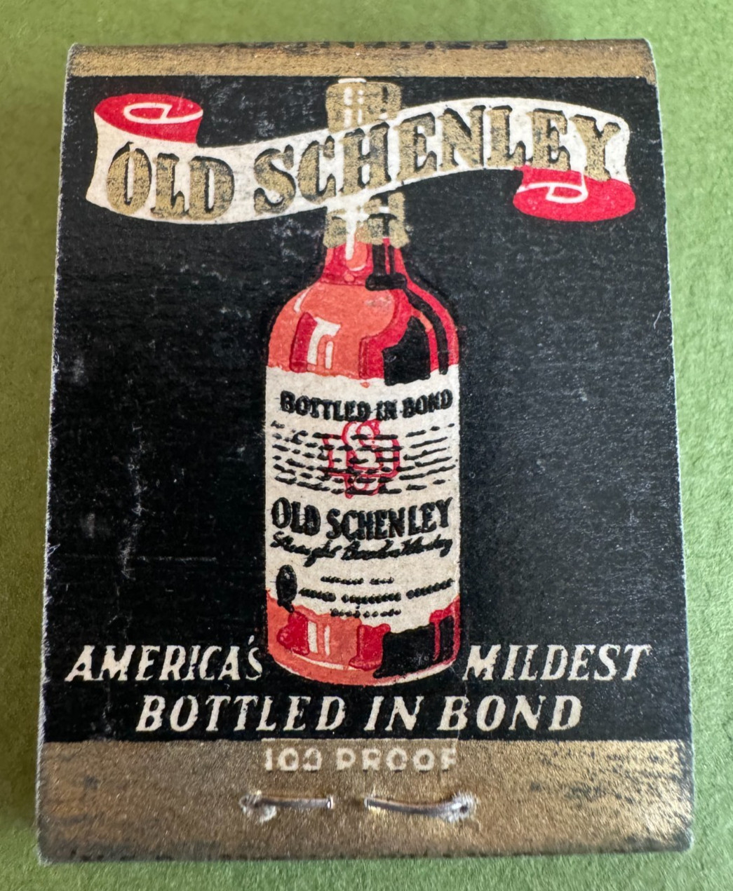 Old Schenley Straight Bourbon Whiskey Vintage Matchbook, Full, Unstruck, Nice 