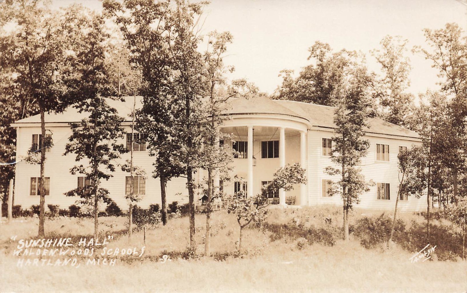 LP26 Michigan RPPC Postcard: Hartland MI Sunshine Hall Walden Woods Schools