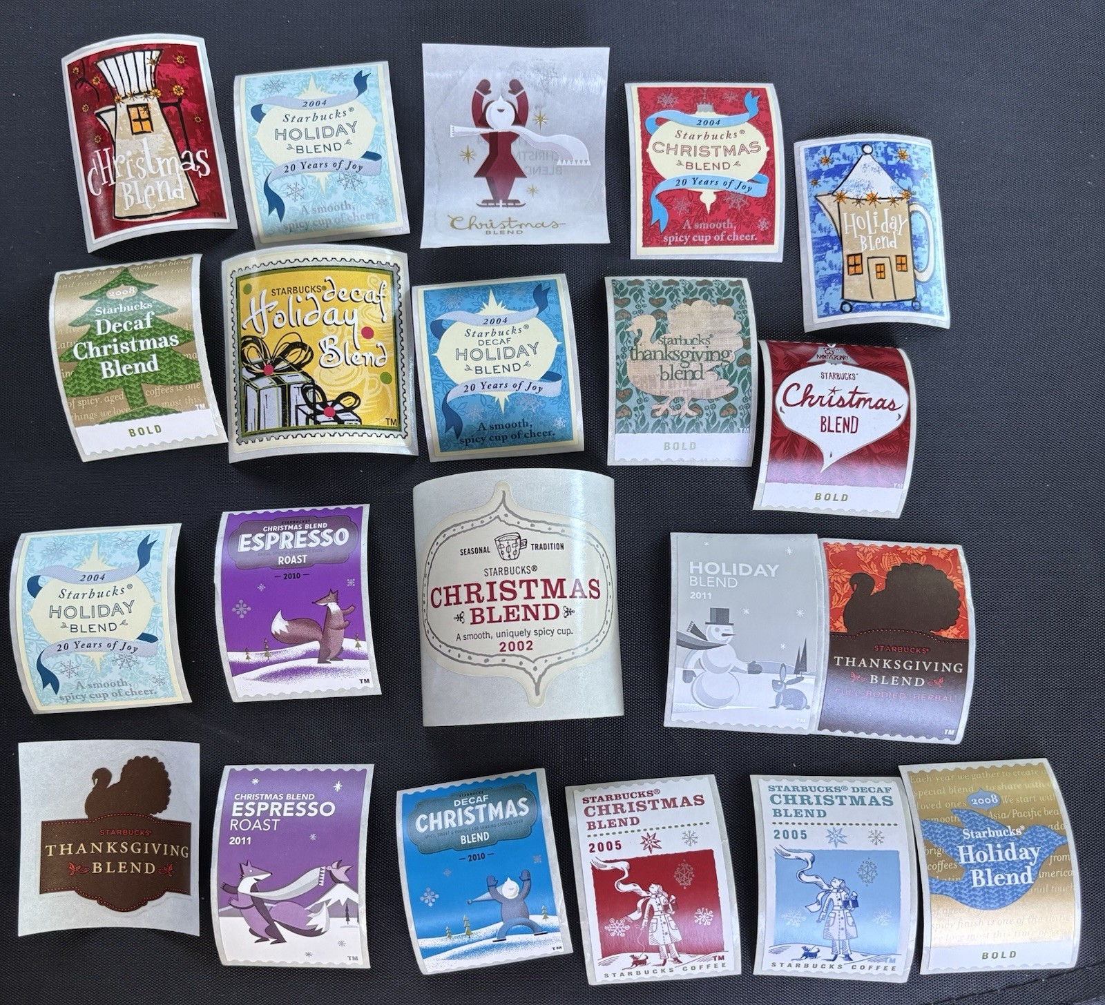Starbucks Thanksgiving & Christmas Stickers Vintage Original Coffee 21 Labels Starbucks Thanksgiving & Christmas Stickers Vintage Original Coffee 21 Labels