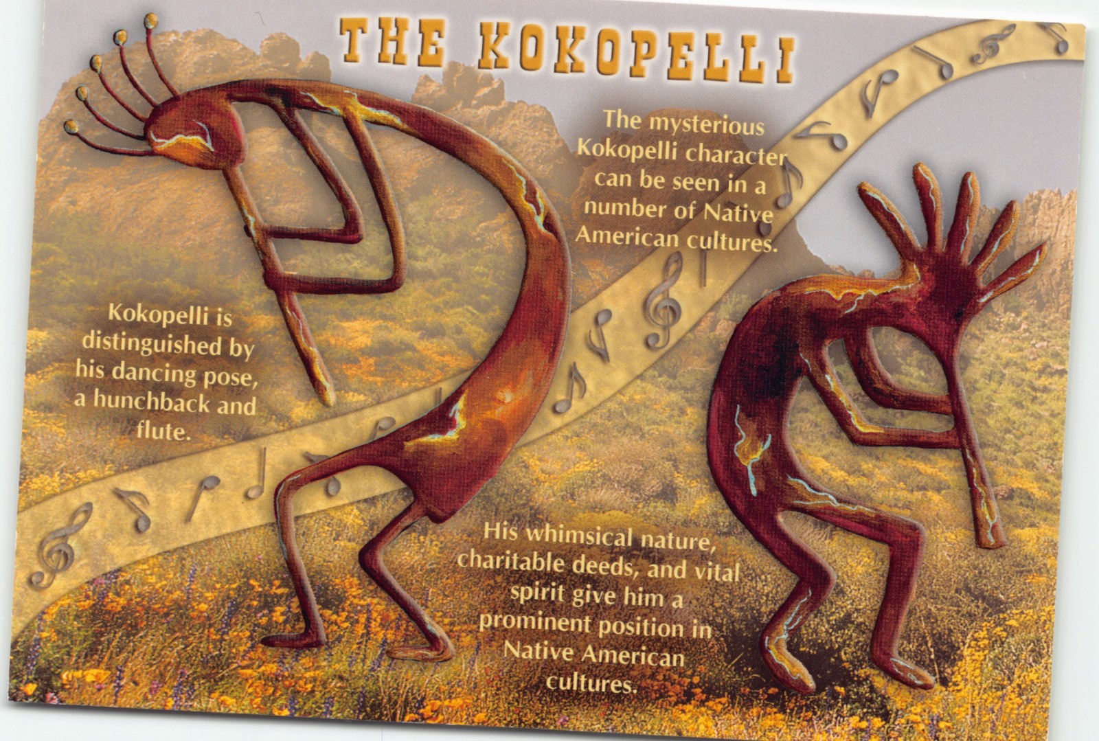 THE KOKOPELLI~SYMBOL OF SOUTHWEST ROCK ART & POTTERY~PETROGLYPHS~CONTINENTAL