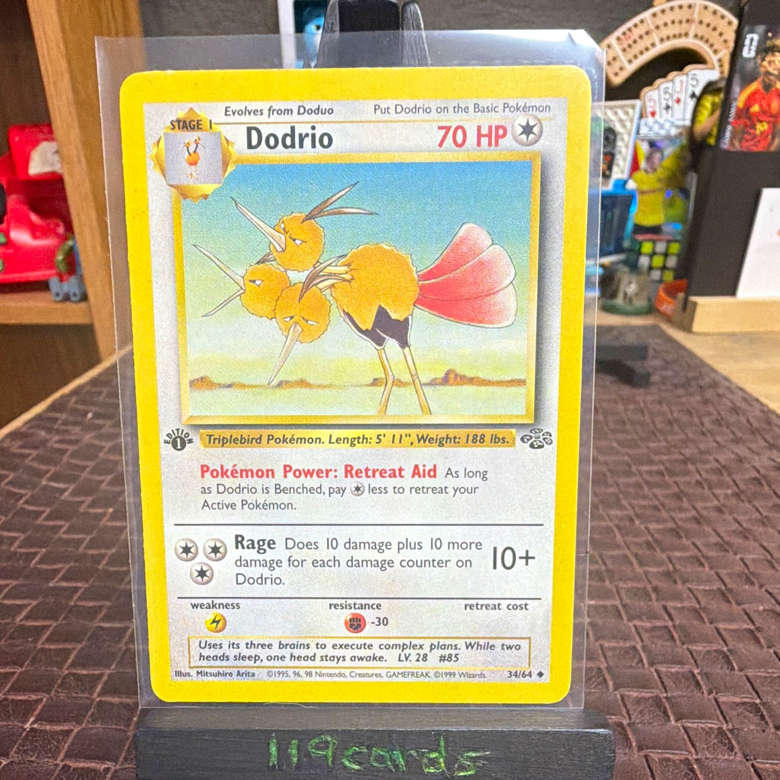 Pokémon 1999 Base Set Dodrio #34/64 English Trading Card - Mitsuhiro Arita