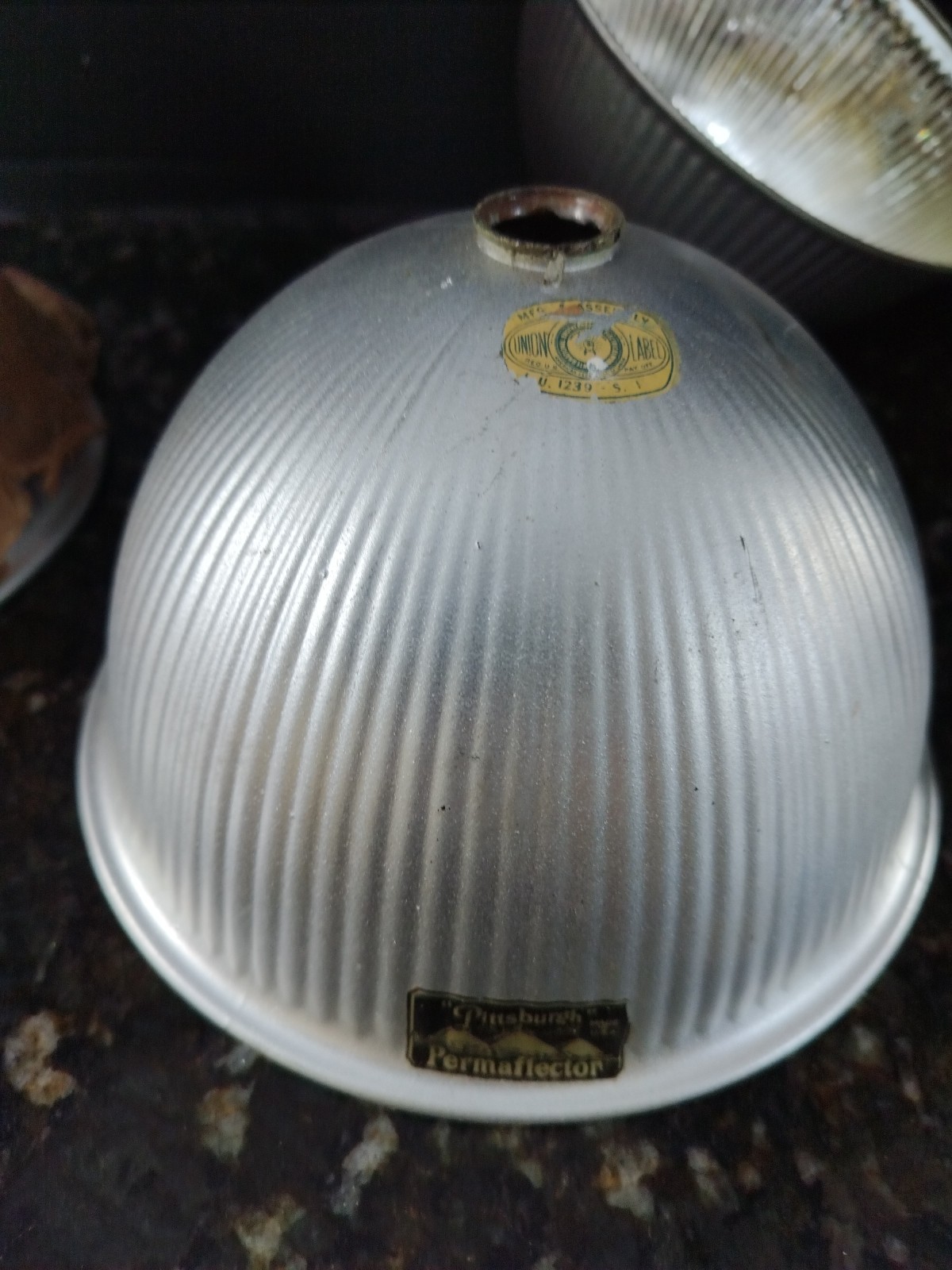  Antique PITTSBURGH Medical Signed Mercury Glass X-Ray Shade Silver  7.75\