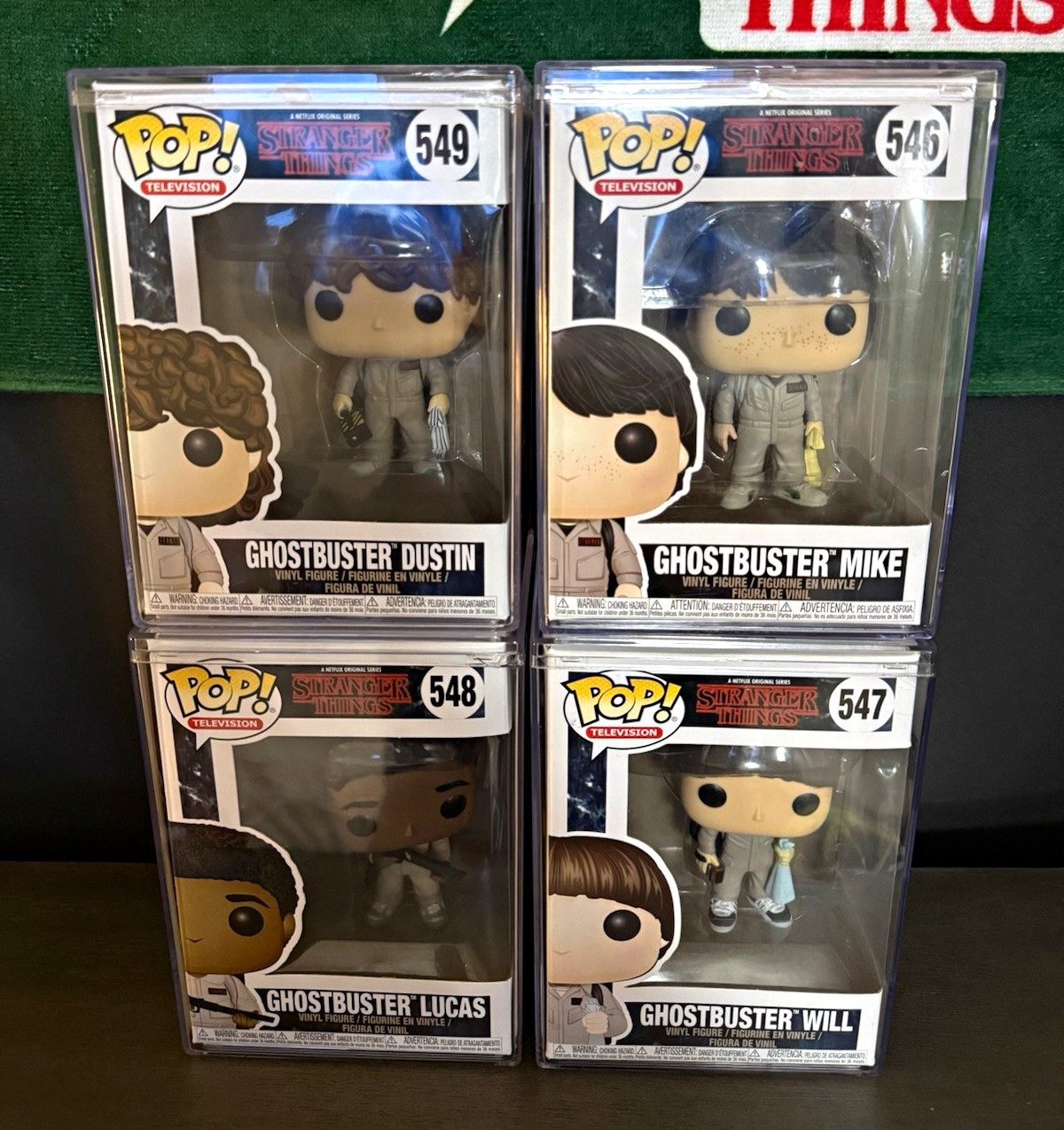 Funko Pop Stranger Things Ghostbusters  4-Pack Boxed Dustin Mike Lucas Will