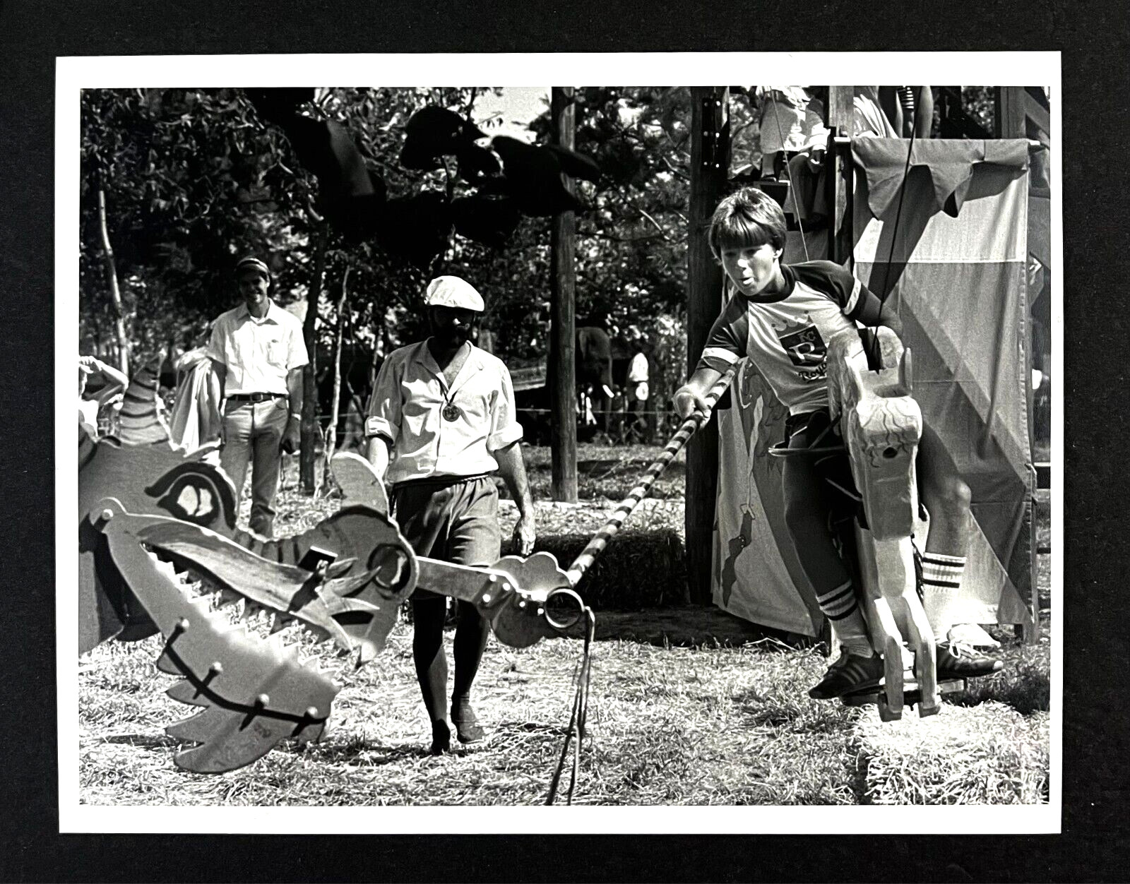 1989 Renaissance Festival Boy Jousting Medieval Dragon Ride Vintage Press Photo