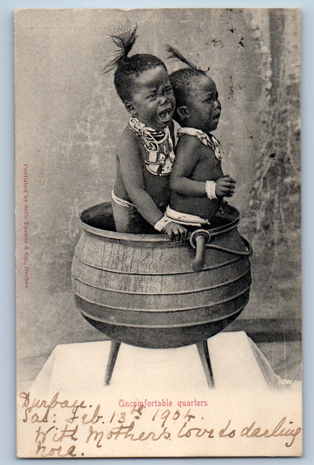 South Africa Postcard Uncomfortable Quarters Zulu Tribe 1904 Antique Posted