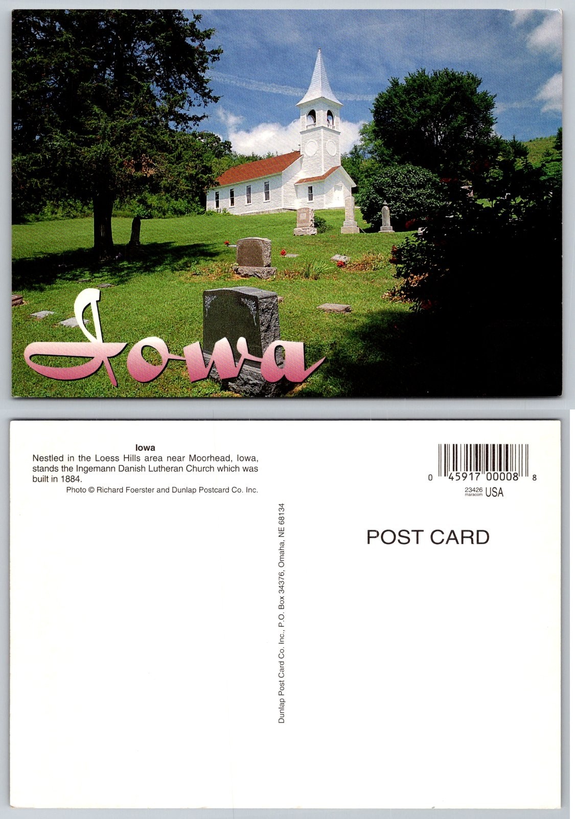 Continental Ingemann Danish Lutheran Church Loess Hills Iowa Dunlap Postcard