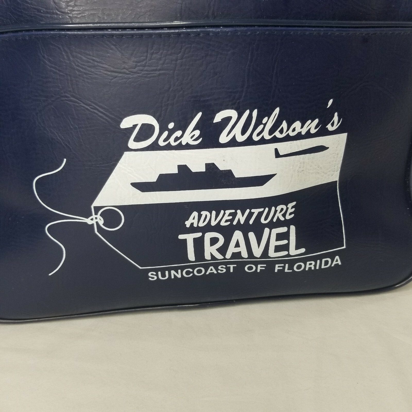 Vintage Dick Wilsons Adventure Travel Bag Florida Advertisement Blue Vinyl 