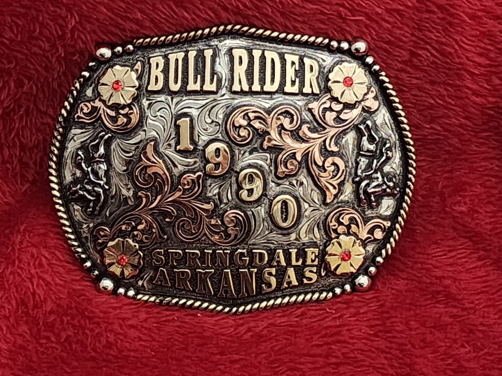 Rodeo☆1990☆X~Treme Bull Riding Champion Trophy Buckle☆SPRINGDALE ARKANS☆Rare☆R27