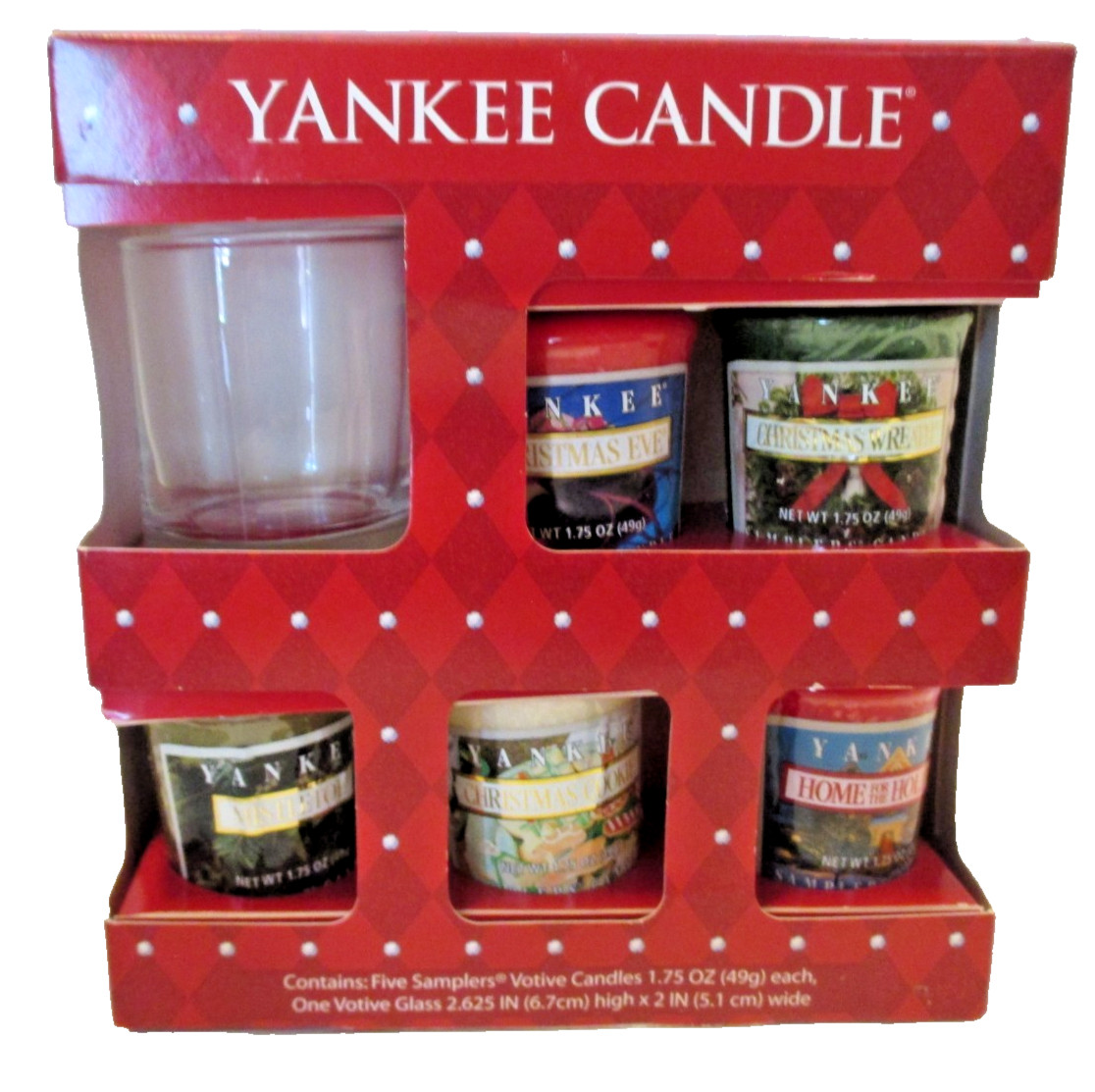 Yankee Candle Votive Sampler 5 Holiday Candles & 1 Glass Votive Holder New Yankee Candle Votive Sampler 5 Holiday Candles & 1 Glass Votive Holder New
