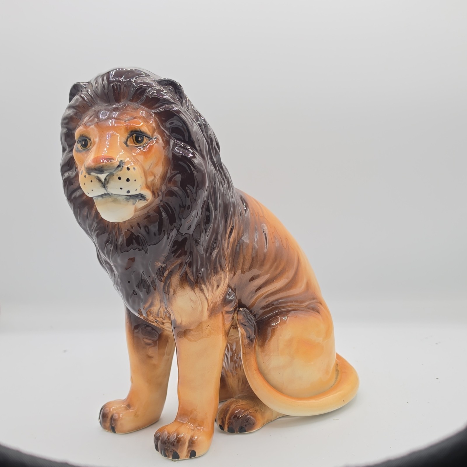 Tilso Japan Ceramic Lion Figurine - Sitting Lion Statue Brown/Black