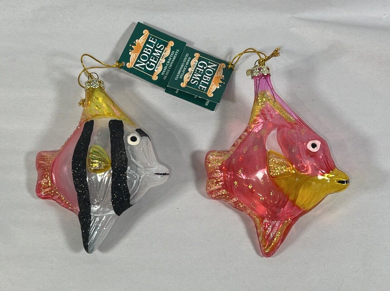 Lot Of 2 Kurt Adler Noble Gems Tropical Fish Christmas Ornaments