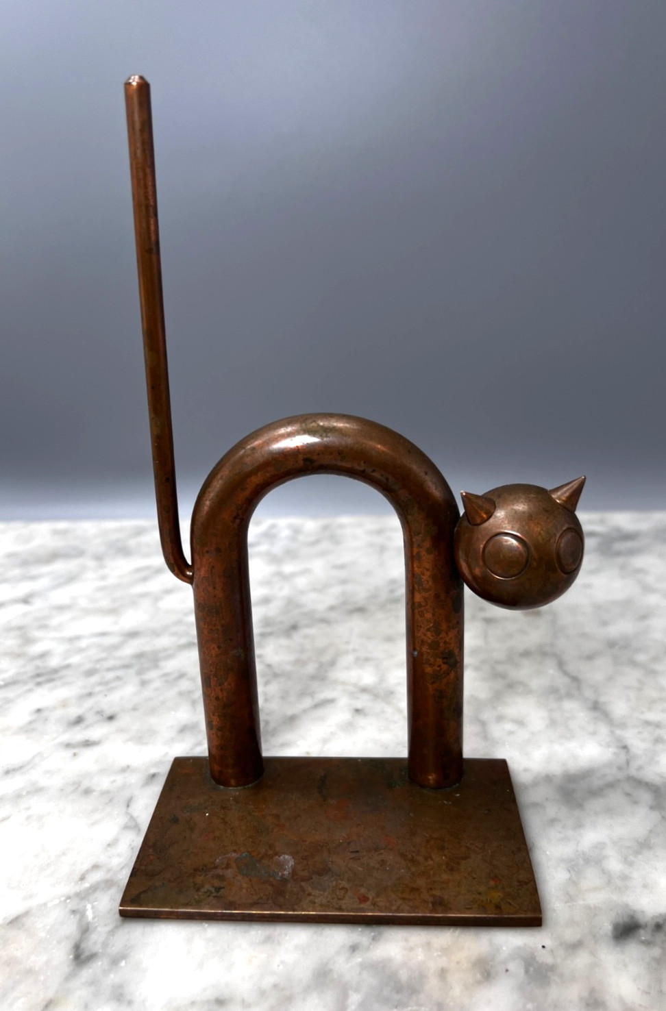 Chase Art Deco Cat Walter Von Nessen Copper Single Bookend unmarked
