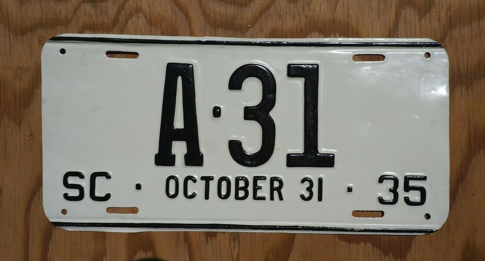 1935 South Carolina License Plate Low Digit Number # A - 31