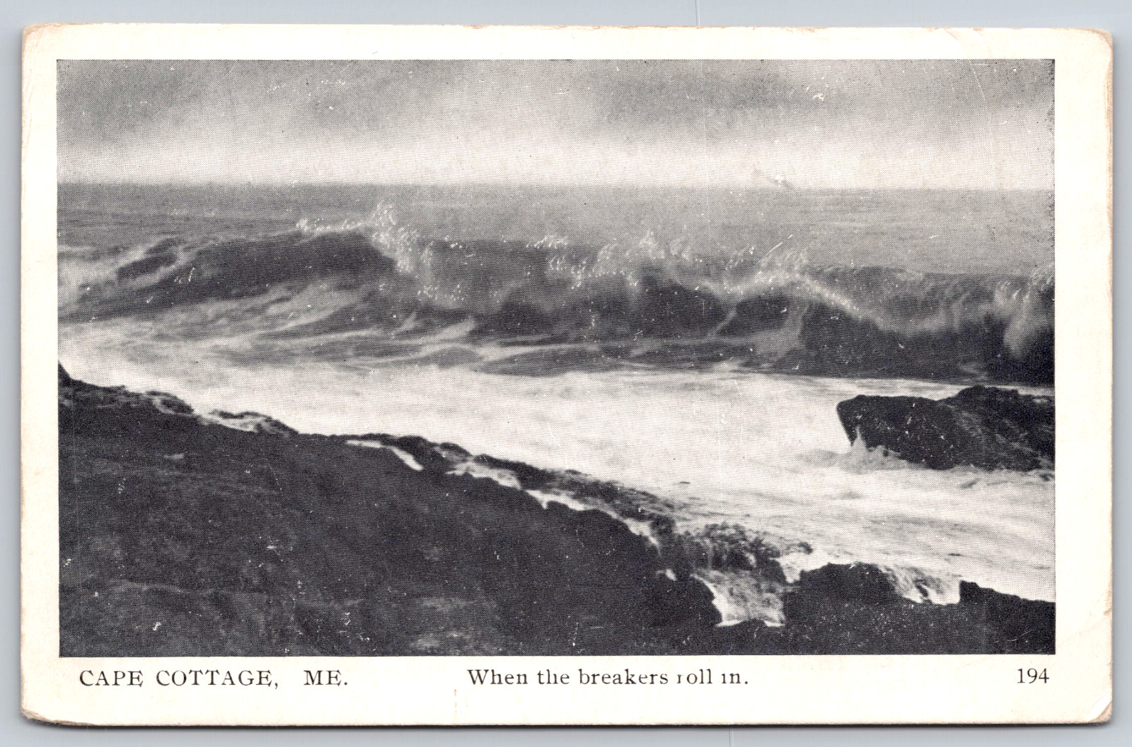 Postcard RPPC Maine Cape Cottage When the breakers roll in
