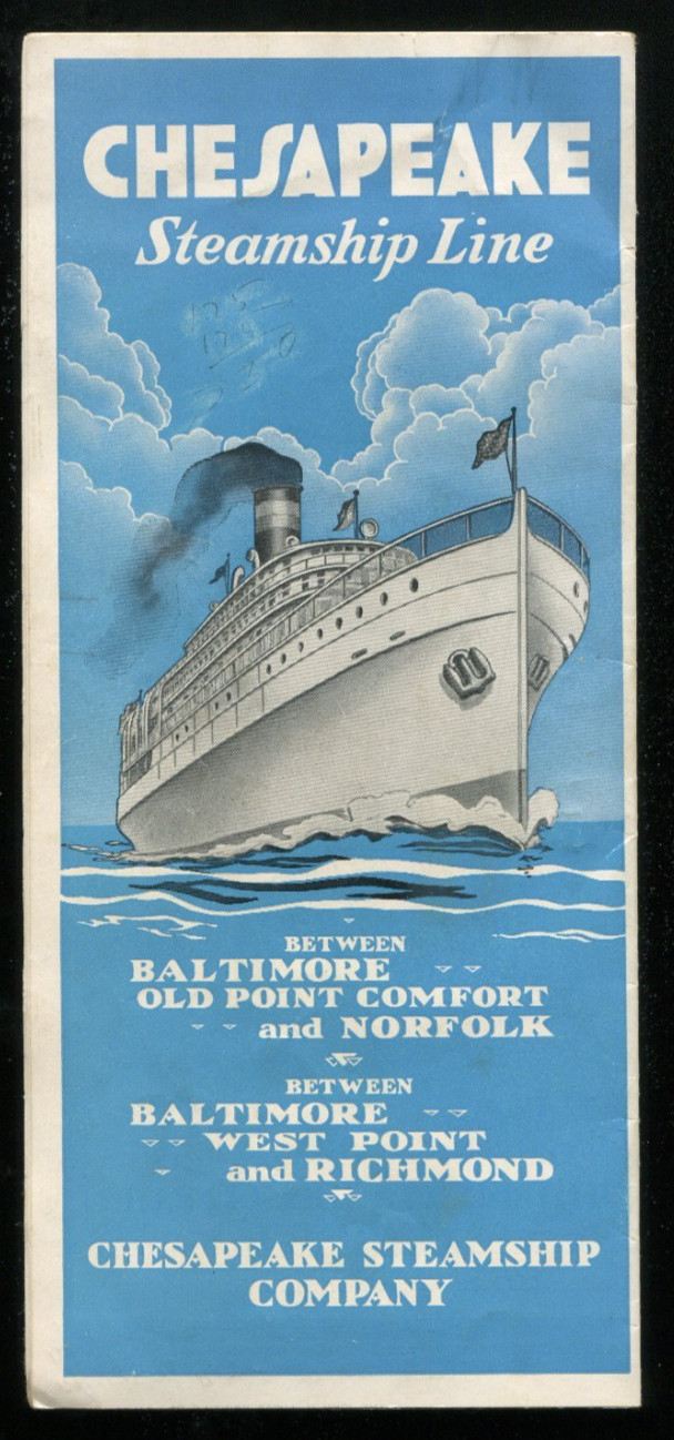 1937 Chesapeake Steamship Co. Brochure Deck Plans Map Baltimore Norfolk Richmond