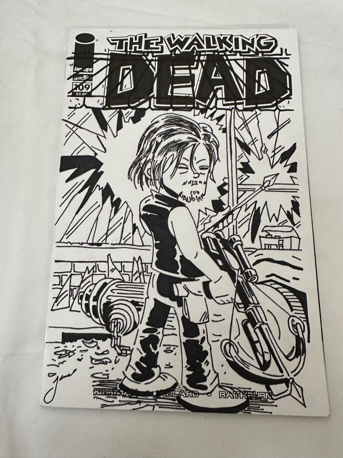 THE WALKING DEAD IMAGE #109 - DARYL SKETCH ART COVER SIGNED COMIC