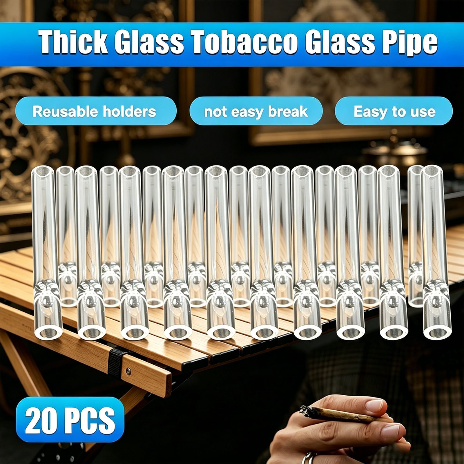 20 Pack Reusable Pyrex One Hitter Glass Tube Smooth Chillum Tobacco Glass Tube